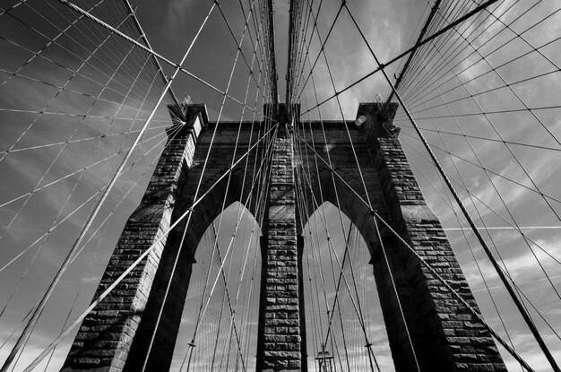 Low angle view of suspension bridge