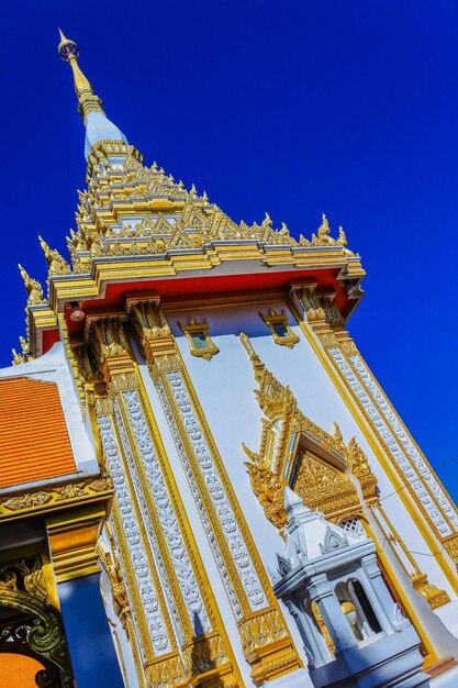 Low angle view of temple against building