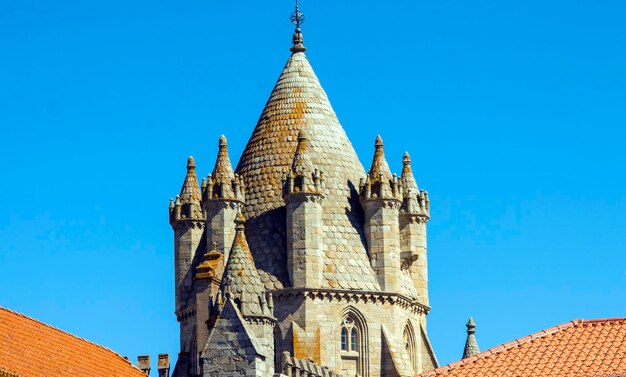 Low angle view of temple against clear blue sky