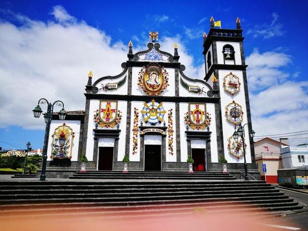 Low angle view of temple against sky