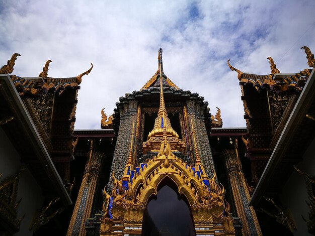 Low angle view of temple against sky