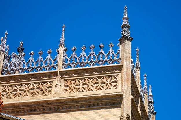 Low angle view of temple building against clear blue sky