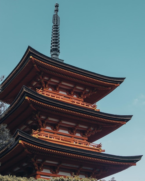 Low angle view of temple building against clear sky