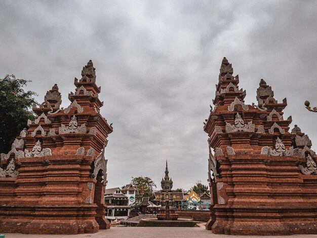 Low angle view of temple building against sky