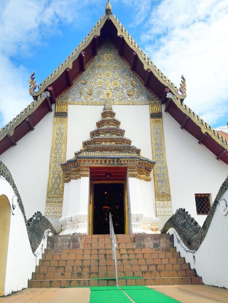 Low angle view of temple in city