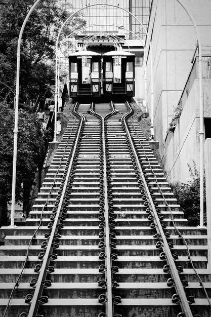 Low angle view of tramway against building