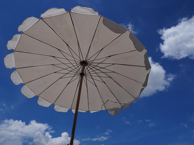 天空を背景にした傘の低角度の景色