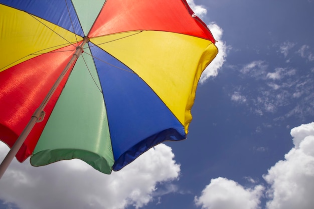 Low angle view of umbrella against sky