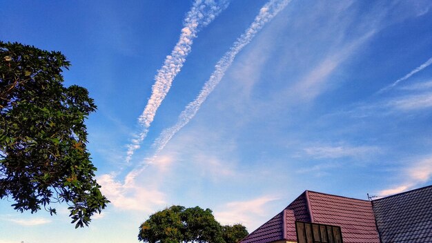 Low angle view of vapor trails in sky