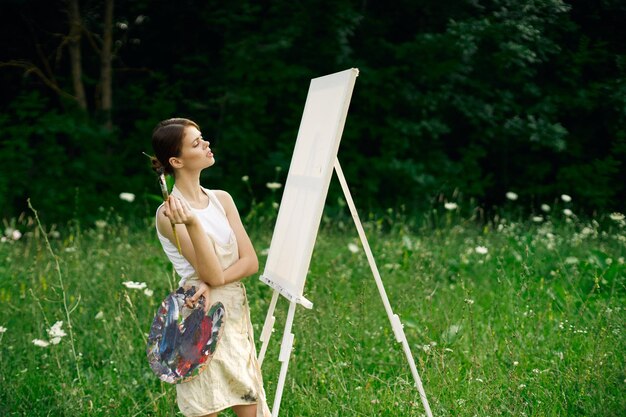 Low angle view of woman standing on field