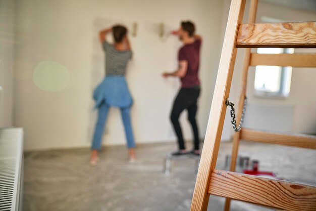 Low angle view of woman walking on floor