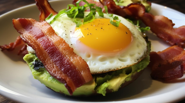 Low carb high fat breakfast made with avocado eggs