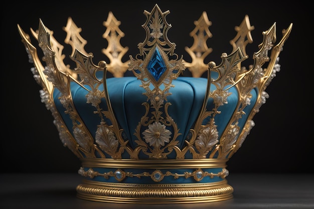низкий ключ изображение красивой золотой королевы короля корона ай генератив