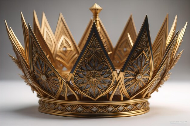 low key image of beautiful golden queen king crown ai generative