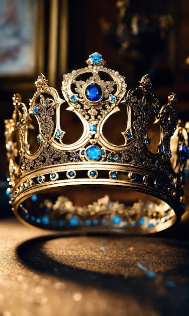 low key image of beautiful queenking crown vintage filtered fantasy medieval period selective focus ai generative