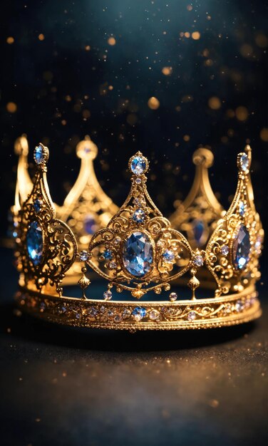 Photo low key image of beautiful queenking crown vintage filtered fantasy medieval period selective focus ai generative