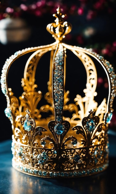 low key image of beautiful queenking crown vintage filtered fantasy medieval period selective focus ai generative