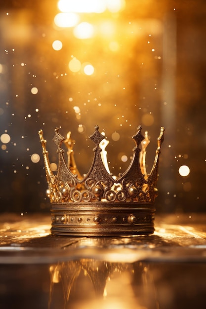 Низкое ключевое изображение красивой королевской короны винтажный фильтрованный фэнтези средневековый период
