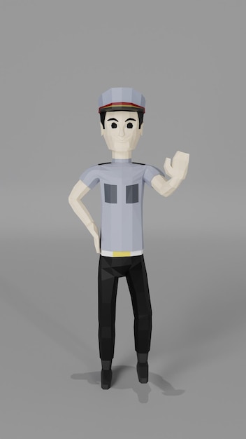 low poly 3d character police