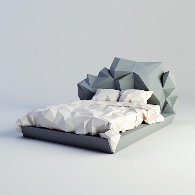 Low Poly 3D Design of Bed