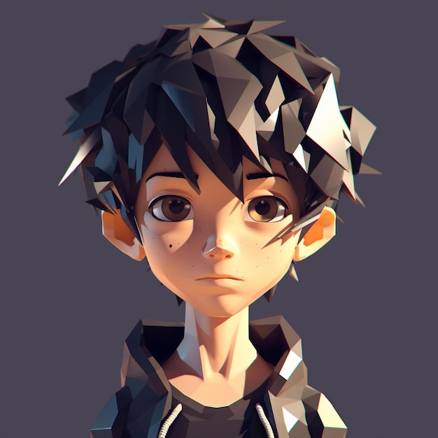 Premium AI Image  a portrait of a boy with an anime character that has an  expression of concentration.