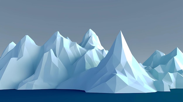 Photo low poly 3d minimalist mountain landscape_ generative ai