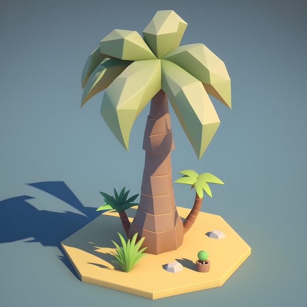 low poly 3D palm tree