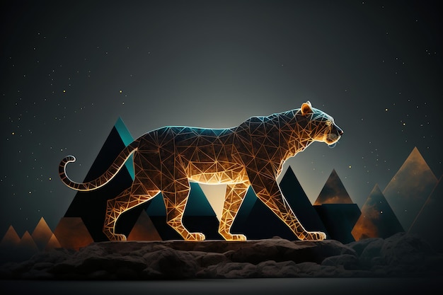 Low poly abstract astrology felin