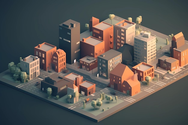 Photo low poly art city