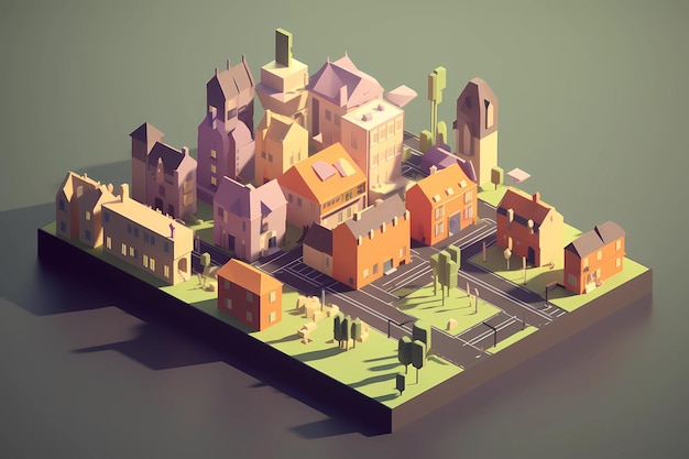 Photo low poly art city