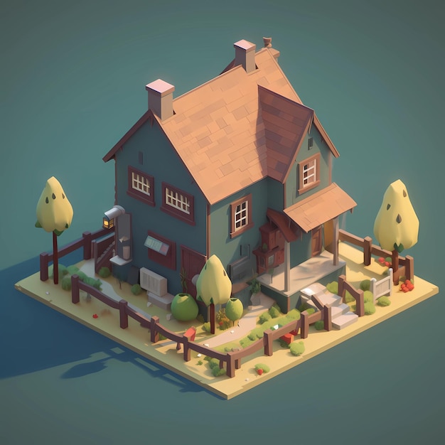 low poly art home