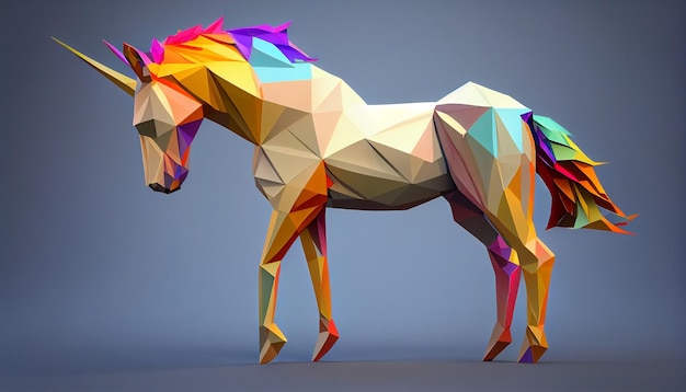 low poly art of a horse made of triangles is shown in this illustration