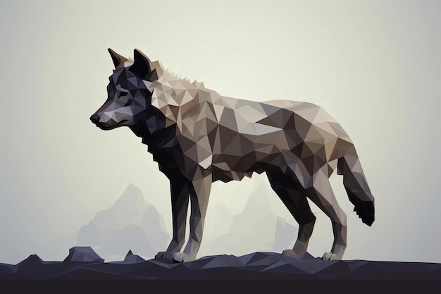 Low poly art wolf