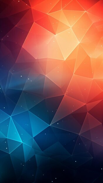 Low poly background with blue and orange rgb colors