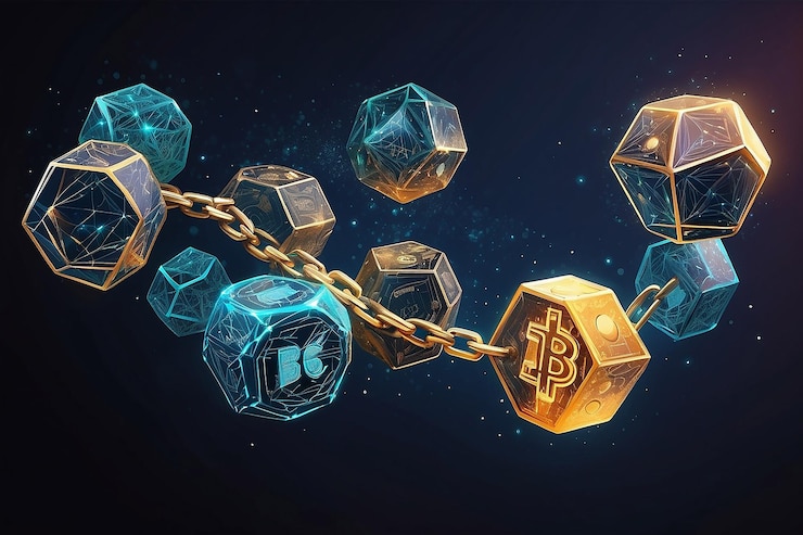Photo low poly blockchain technology securing cryptocurrencies for online payments polygonal style design