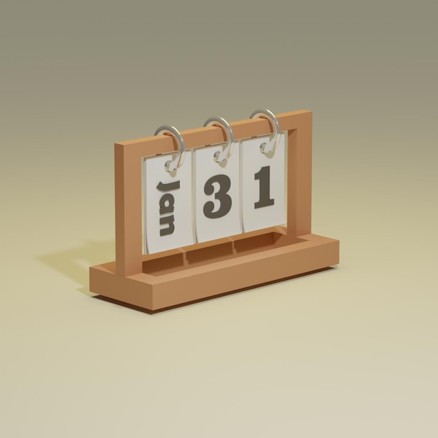 low poly calendar 3d render