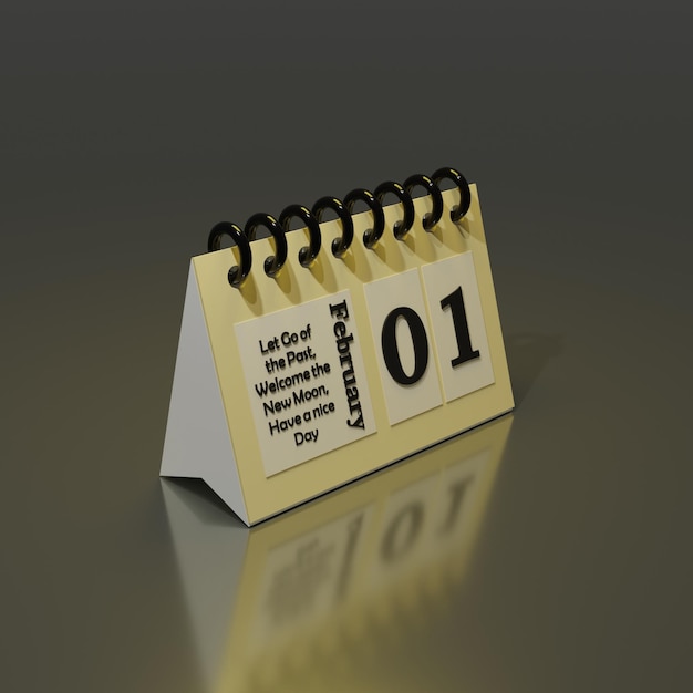 Rendering 3d del calendario low poly