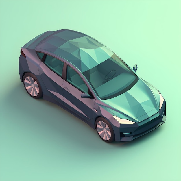 A low poly car with a triangle design on the front.