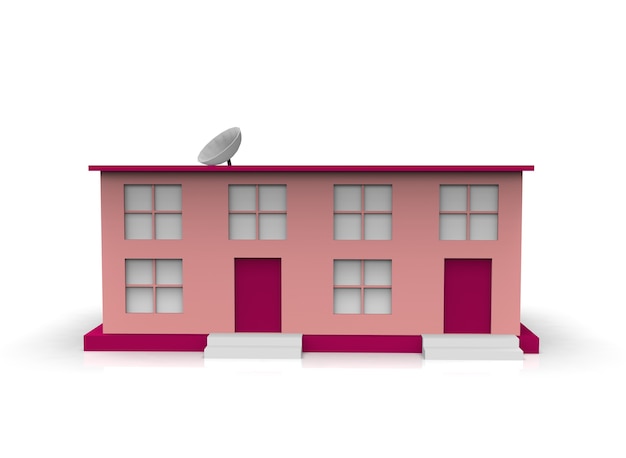 low poly cartoon building on white background