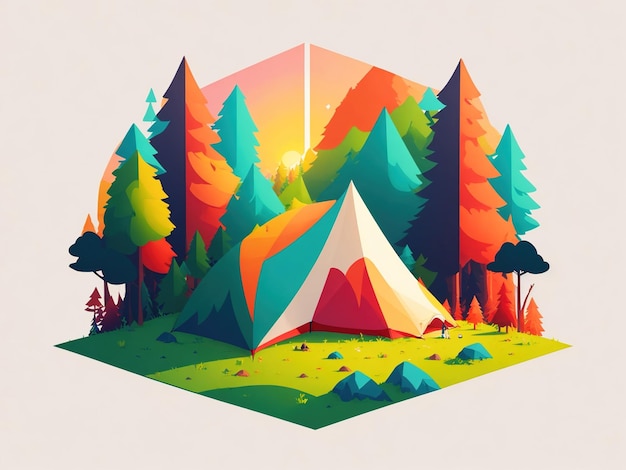 Низкие палатки в стиле мультфильмов в национальном парке