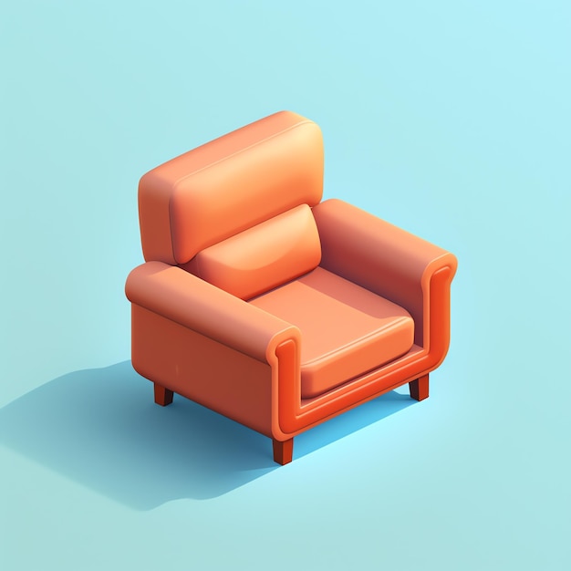 a low poly chair on a blue background