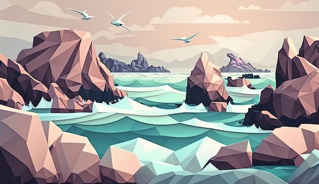 Low poly design style natural background