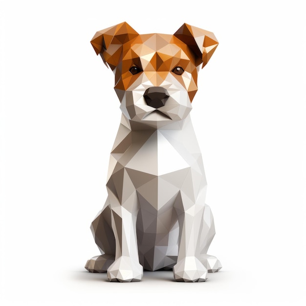 Low Poly Dog-illustratie met fotorealistische details