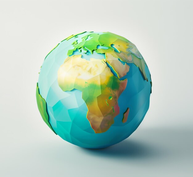 Низкий поли глобус на белой поверхности Иллюстрация Дня Земли
