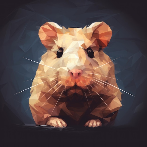 Low Poly Hamster Portrait In Surreal Style