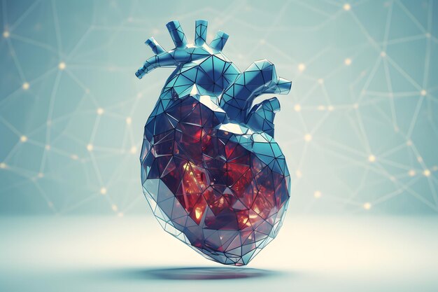 Low poly heart polygonal model futuristic abstract