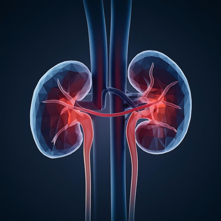 Photo low poly human kidney illustration urology nephrology medical banner design