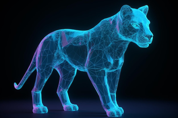 A low poly image of a panther.