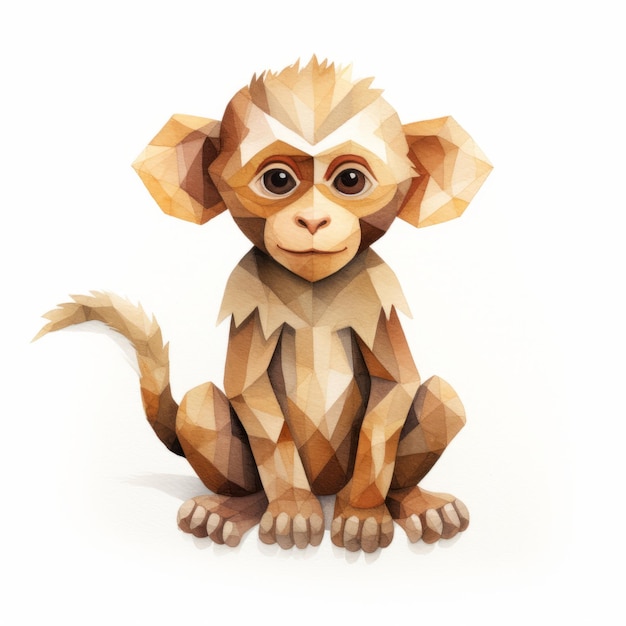 Low Poly Monkey Vector Illustration In Earthy Colors