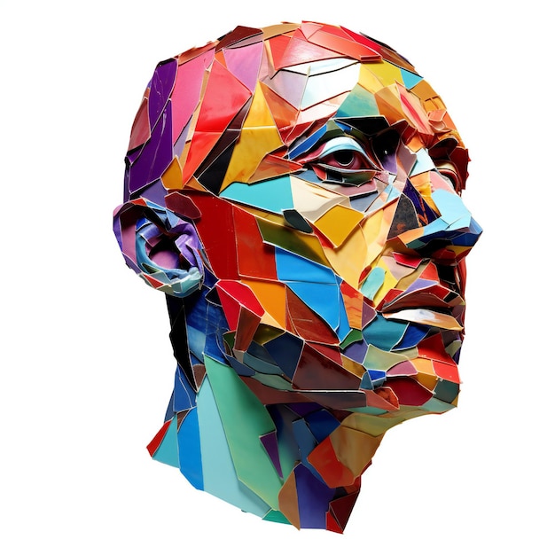 Low poly portrait of a man made of multicolored glass